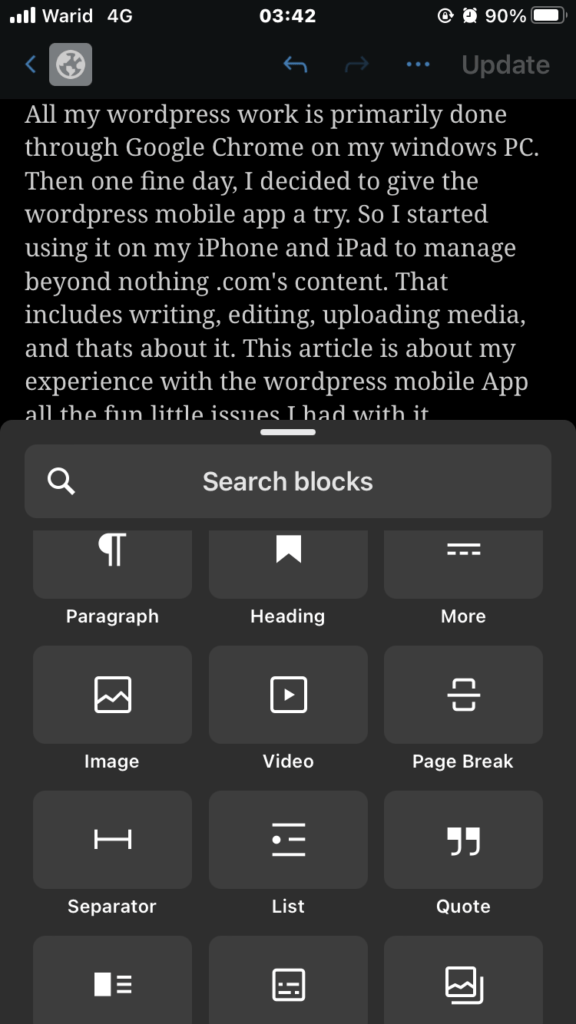 wordpress app blocks